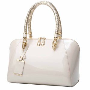 Top Handle Satchel Bag Bag For Gloss Patent Pu Crocodile Pattern Strap